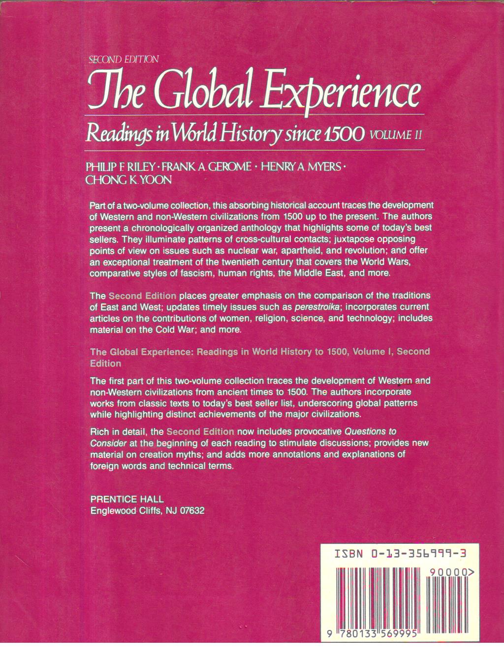 The Global Experience [Readings in World History Since 1500] Volume 2